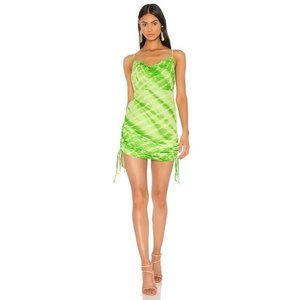 H:ours Revolve Fidelity Green Tie Dye Mini Dress Festival Cinch Size M Medium